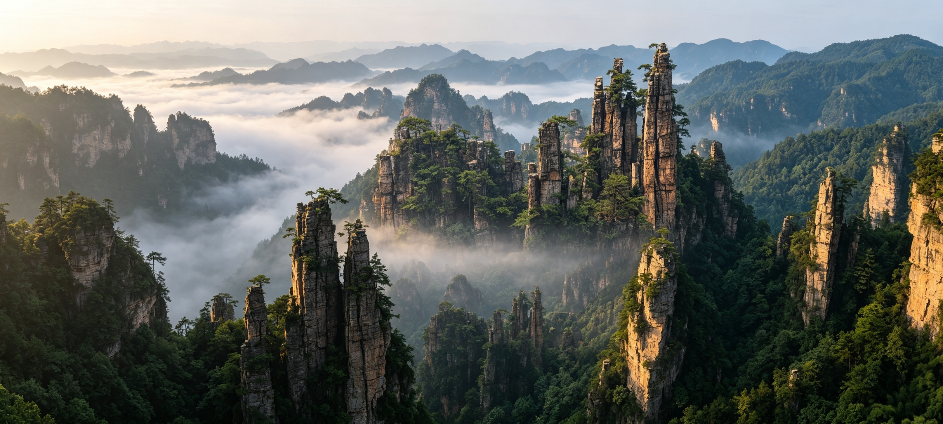 Tianzi Mountain & Jinbian Stream · Cloud Sea Fairyland & Valley Wilderness, Transfer to Fenghuang Ancient Town