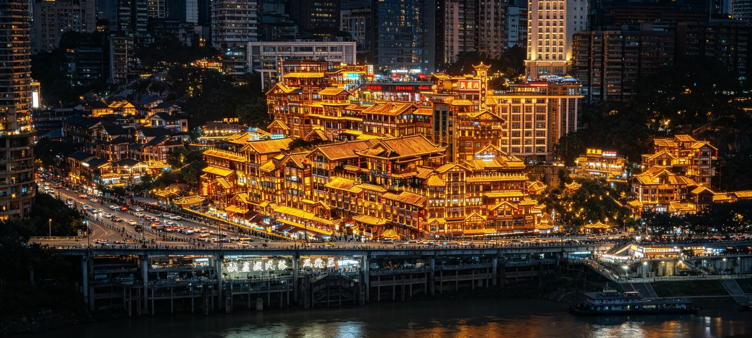 Chongqing: Jiefangbei, Shibati & Hongyadong Night View